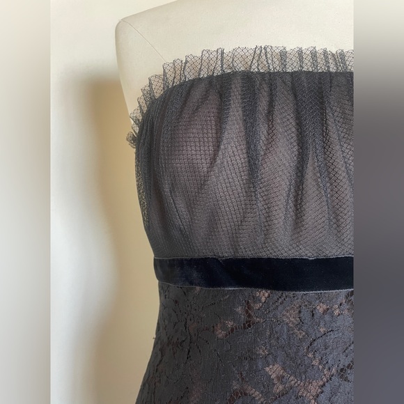 VERA WANG ✨🎁🎄🥂🎩 Strapless Black Tulle, Lace & Velvet Mermaid Gown/Dress, Size 8 - Picture 2 of 13